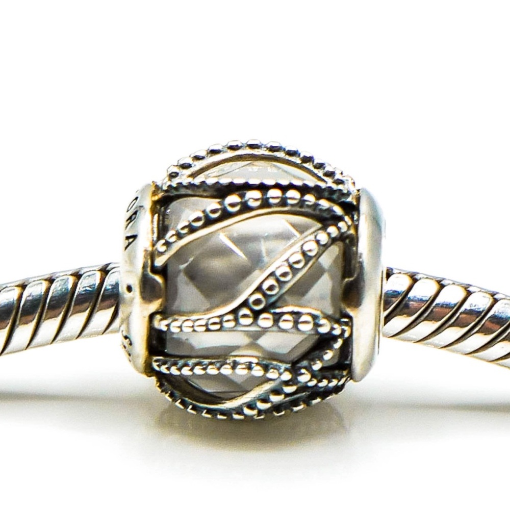 PANDORA Silver Intertwining Radiance Sterling Silver Charm 791968CZ - Picture 3 of 6